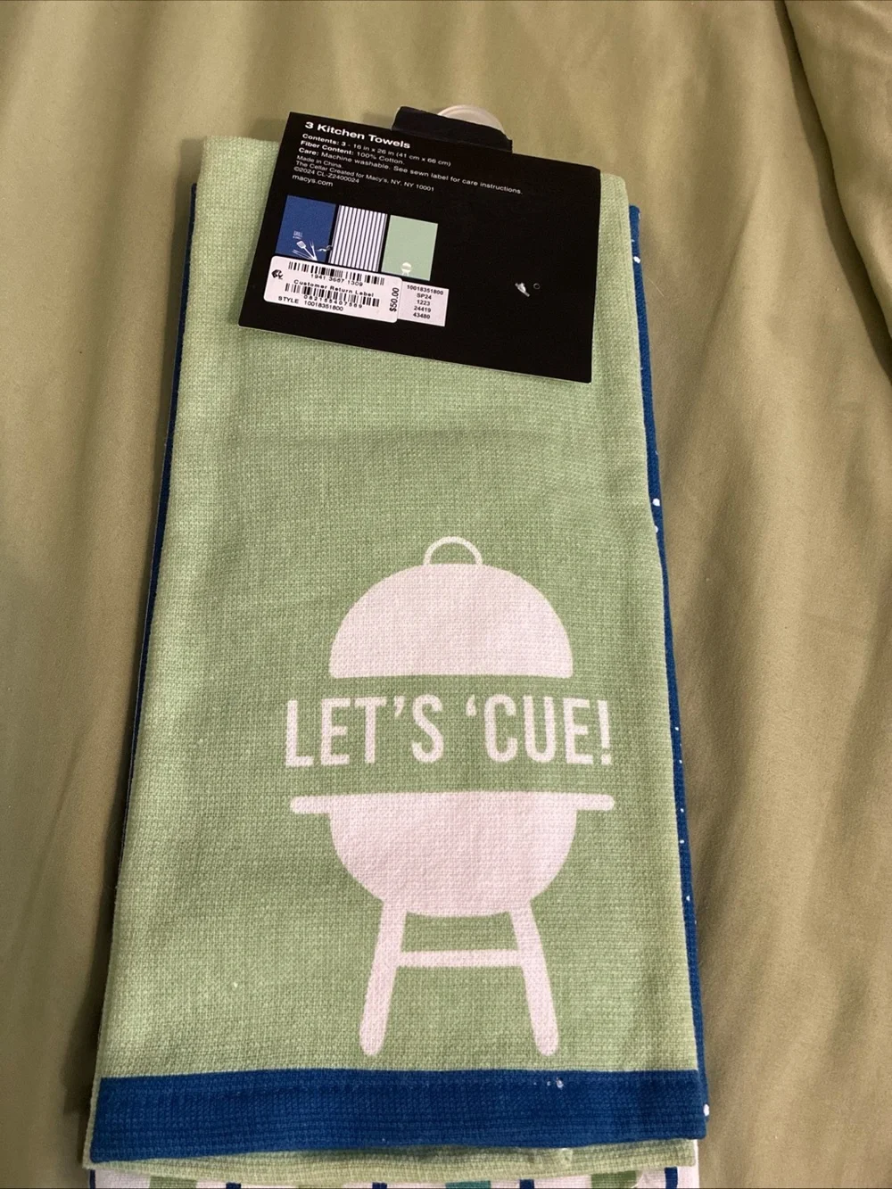 New The Cellar Macys 3 Pk Kitchen Towels Grill & Chill Bbq 16 X 26 Retail $50